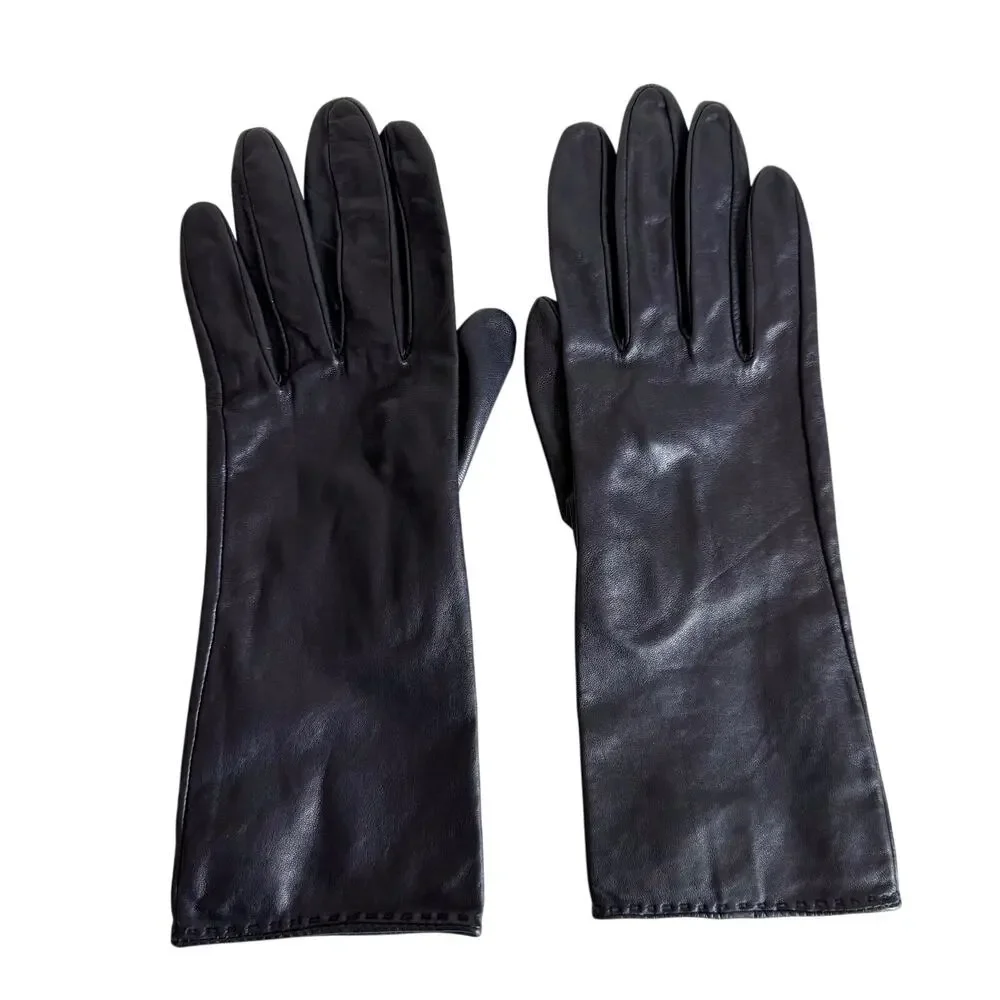 Nordstrom Leather Gloves Dark Navy Blue | Size: 7.5 Women's